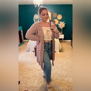 Moon and Madison lavender soft knit scalloped sweater